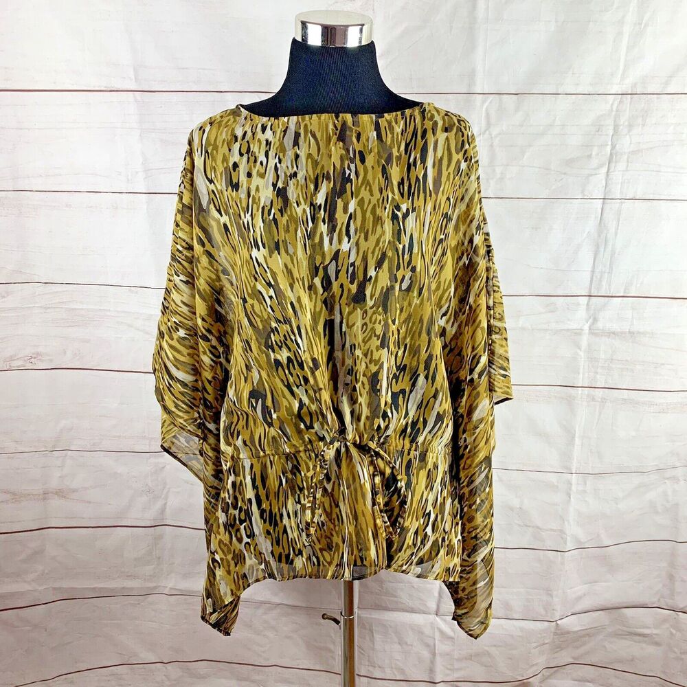 Premise Top Beach Cover Poncho Tunic Swim Small 6 Leopard Animal Print Vacation